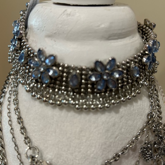 Free People marked Ariano Ost blue flowers with bead fringe 6 charms fairycore - Picture 4 of 9